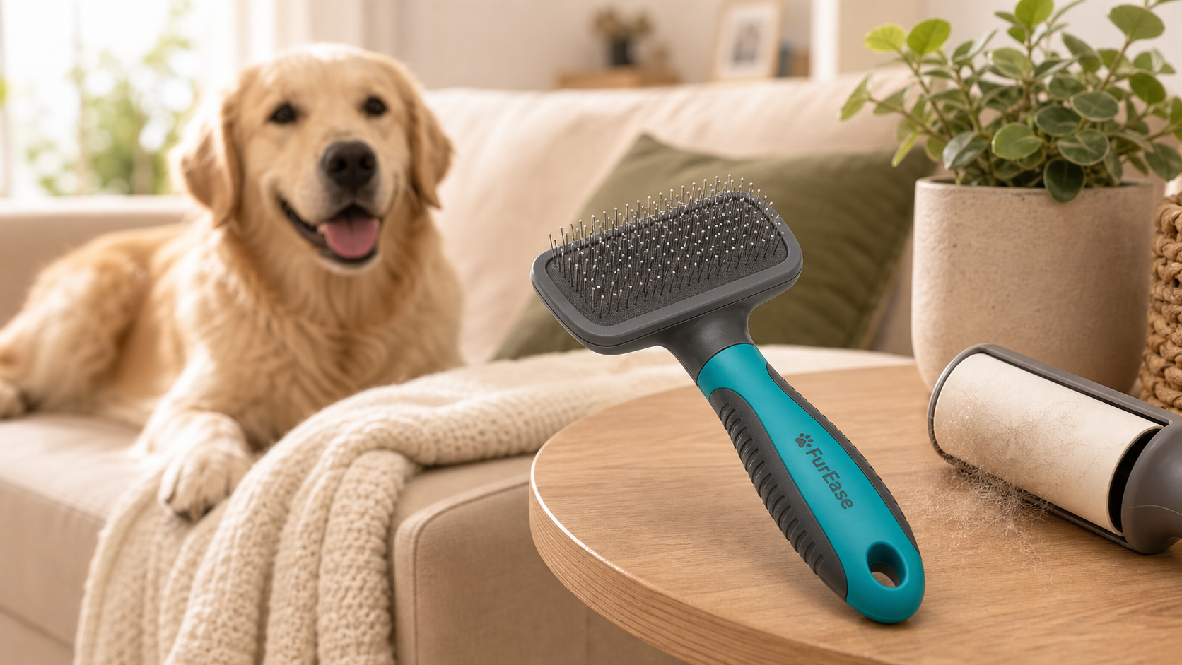 FurEase Pet Grooming Brush generated cozy pet care demo