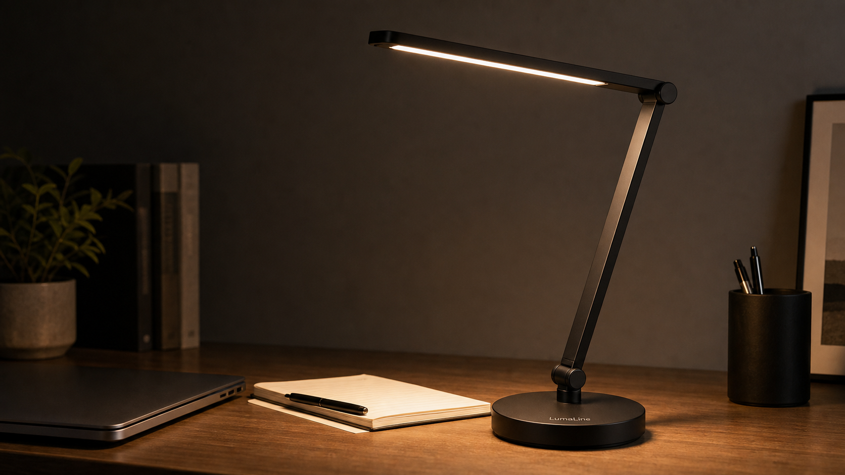LumaLine Minimal Desk Lamp generated night desk demo